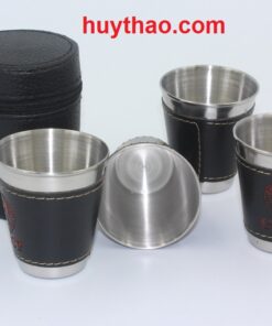 Bộ 4 cốc inox bọc da dung tích 70ml kèm bao da