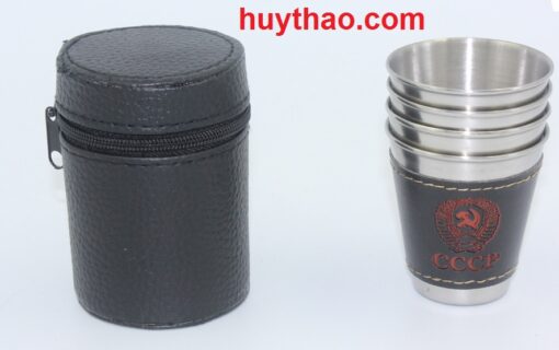 Bộ 4 cốc inox bọc da dung tích 70ml kèm bao da - Ảnh 2