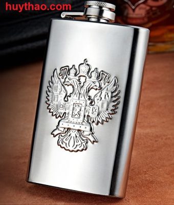 Bình inox đựng rươu mini dung tích 250ml phong cách nga logo đại bàng