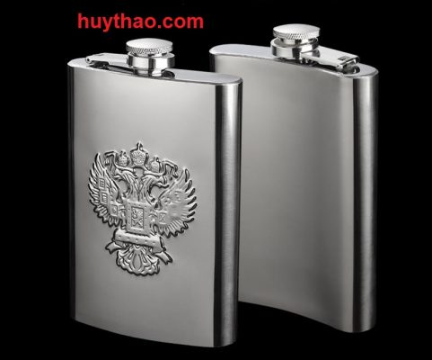 Bình inox đựng rươu mini dung tích 250ml phong cách nga logo đại bàng