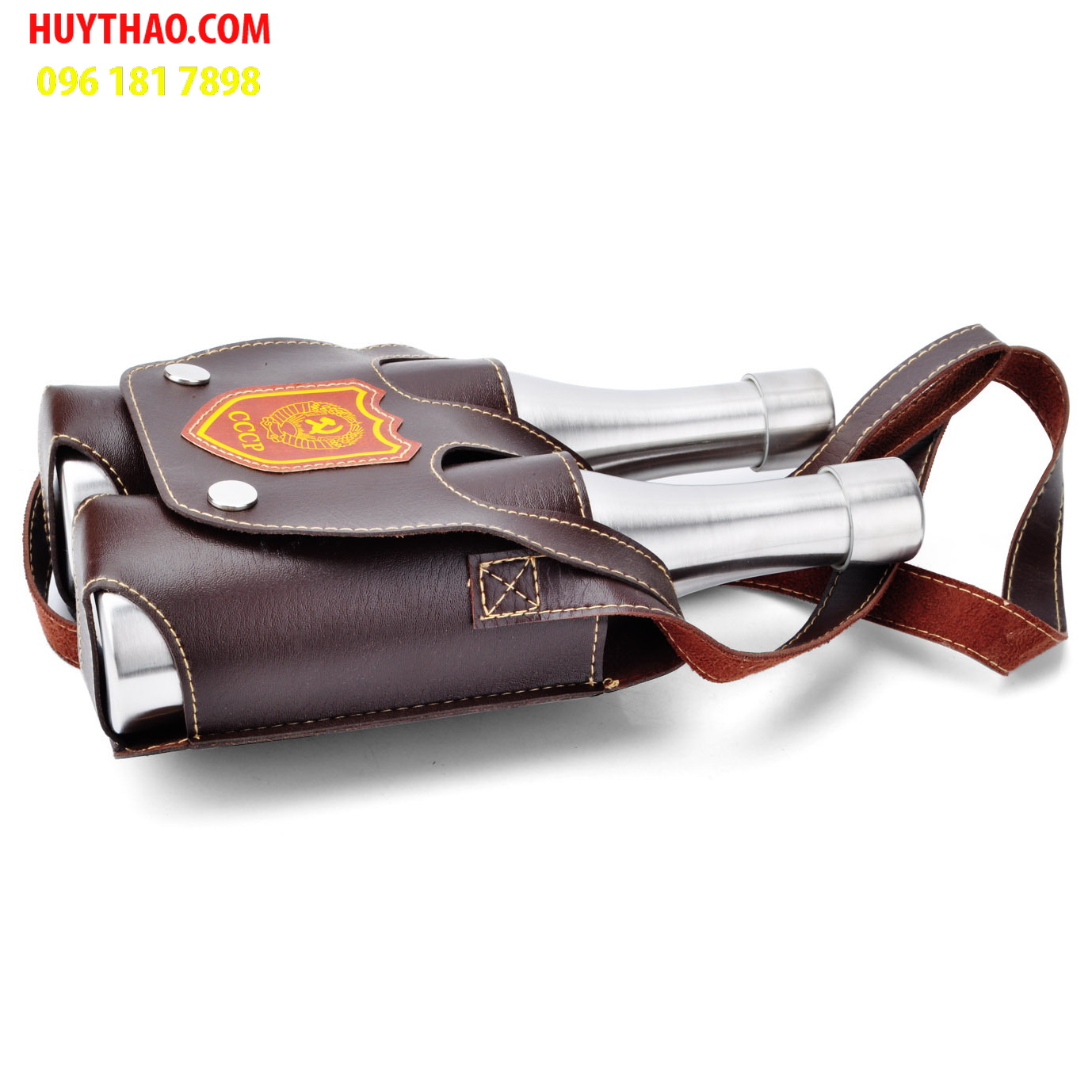 Bộ bình inox đựng rươu sinh đôi cccp logo vàng cao cấp 2x18oz, (mỗi bình 0,5 lít) - Ảnh 2