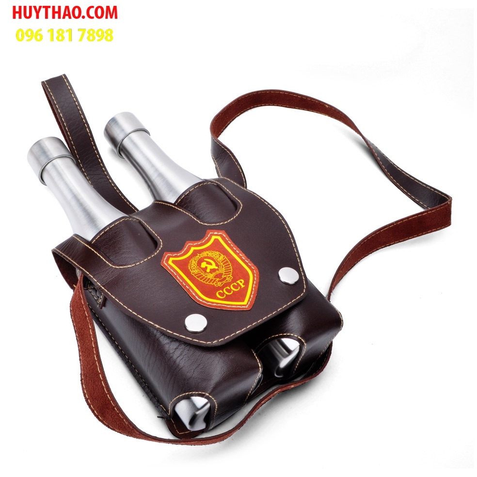 Bộ bình inox đựng rươu sinh đôi cccp logo vàng cao cấp 2x18oz, (mỗi bình 0,5 lít) - Ảnh 3