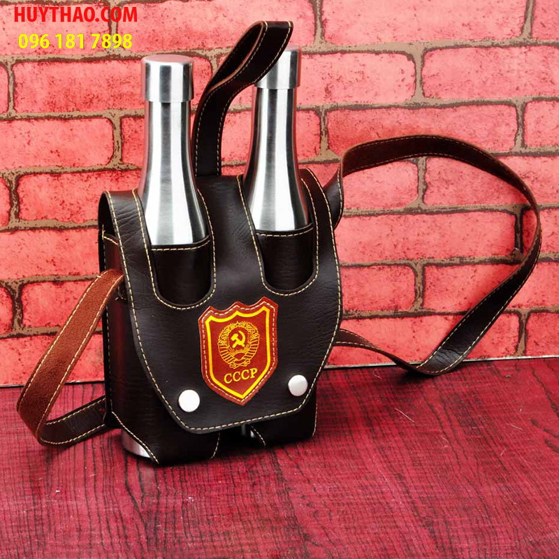 Bộ bình inox đựng rươu sinh đôi cccp logo vàng cao cấp 2x18oz, (mỗi bình 0,5 lít) - Ảnh 4